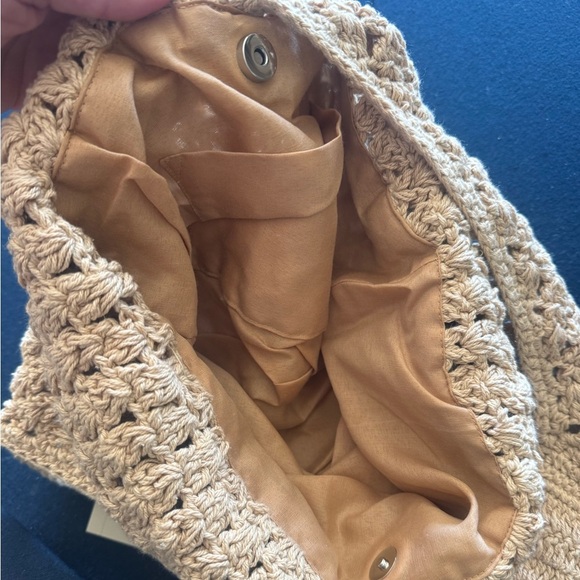 Handcrafted Beige Crochet Bag w/ beaded fruits! Each is unique, neutral coloring - Picture 8 of 13